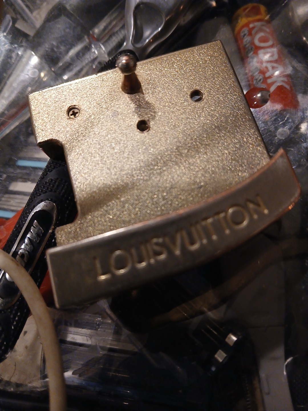 Louis Vuitton LV Logo Gold Metal Interchangeable Men&rsquo;s Belt Buckle Fits 1.5in