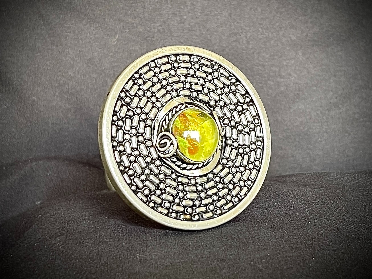 Green Peruvian Stone Silver Ring Belt Buckle Archive OOAK Darren McNeese