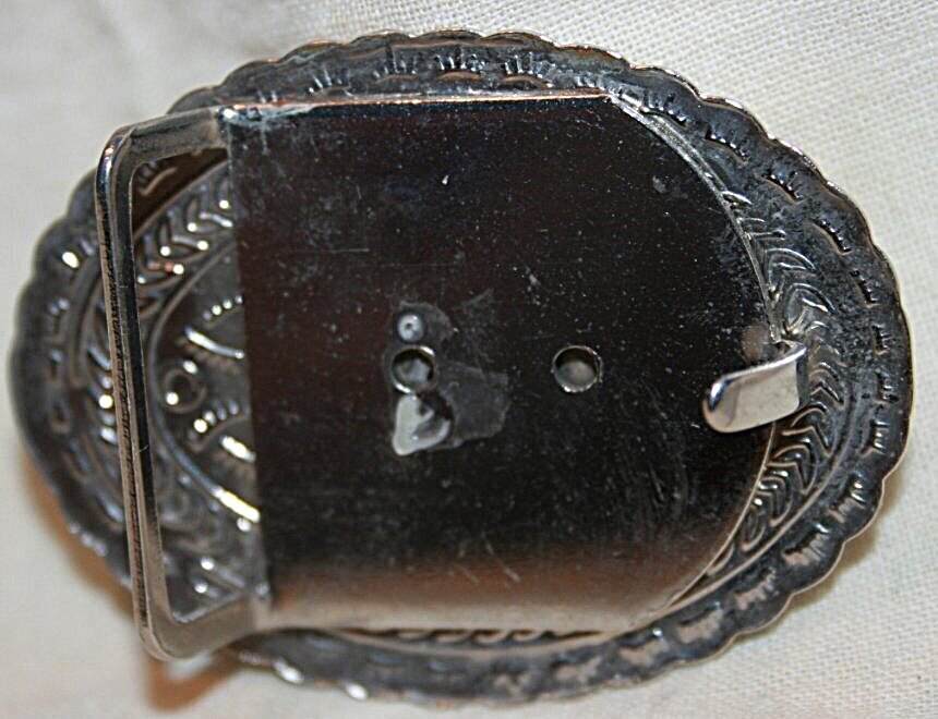 2&Prime; x 1-1/2&Prime; Metal Concho Style Turquoise Belt Buckle