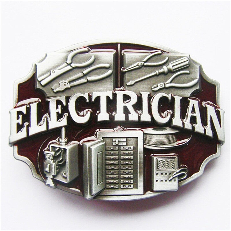 Antique Red Enamel Electrician Trades Tradesman Belt Buckle also Stock in US