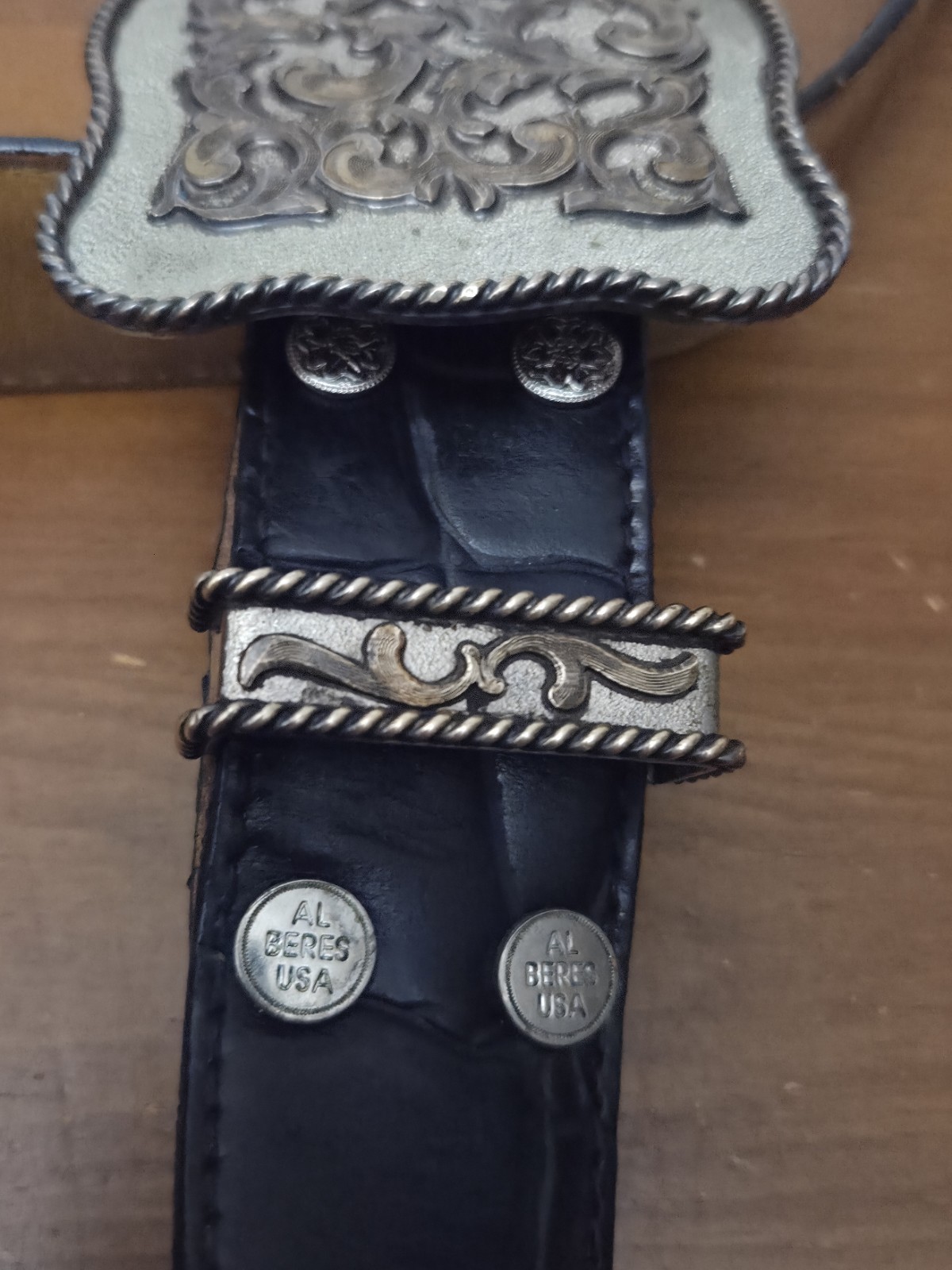 Al Beres Diablo Genuine Leather Black Belt, Nickel Buckle, Made In USA 32&Prime; Waist