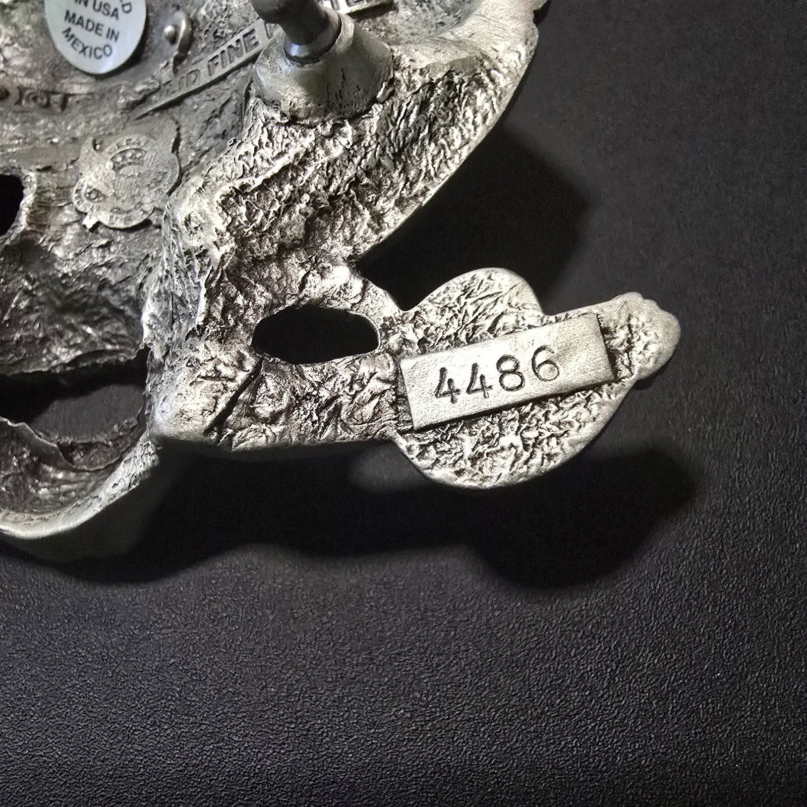 Pirate Skull SILVER SEA Swords Belt Buckle, Solid Fine Pewter USA/Mexico