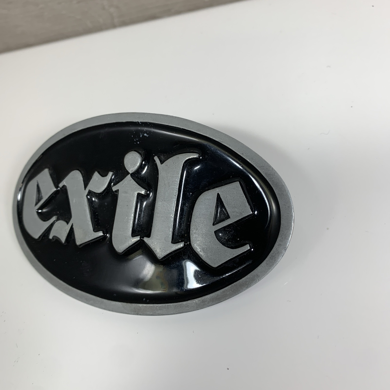 EXILE CYCLES Black Gloss Belt Buckle 4” x 2-3/8”