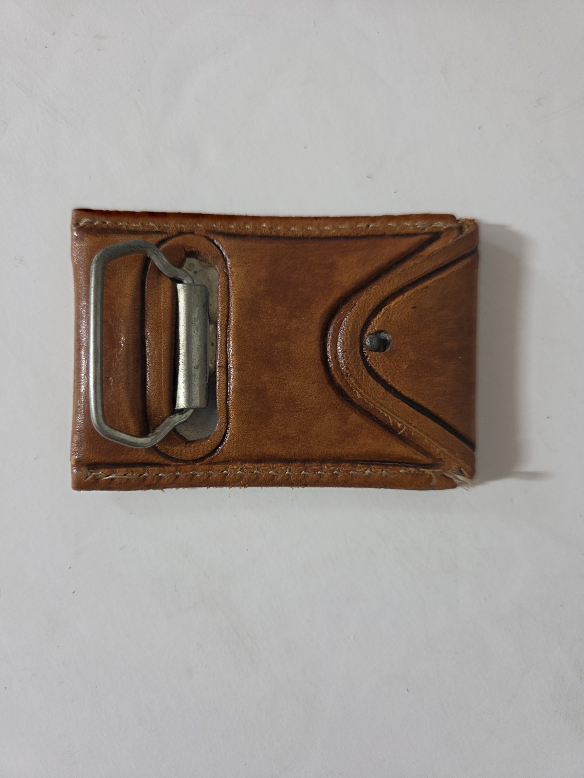 Eagle Tooled Leather Belt Buckle Western Cowboy Style hidden money compartment