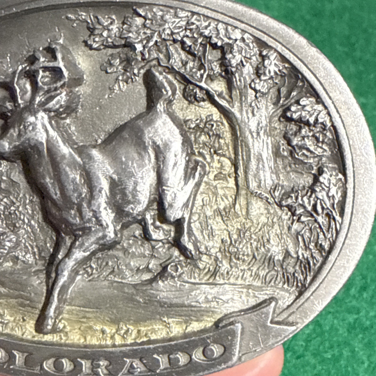 Vintage C&J Inc Colorado Buck Belt Buckle