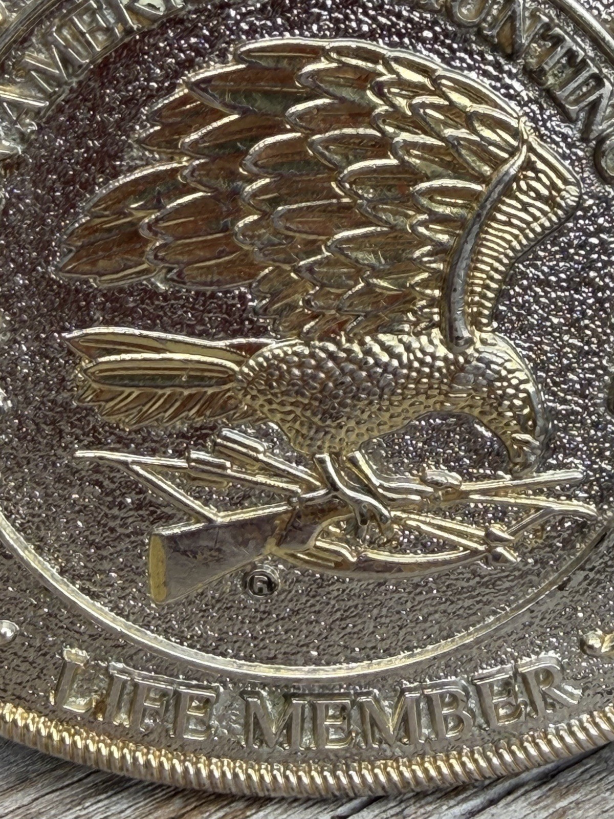 Vtg North American Hunting Club Wings of Gold Brass Belt Buckle Life Member READ