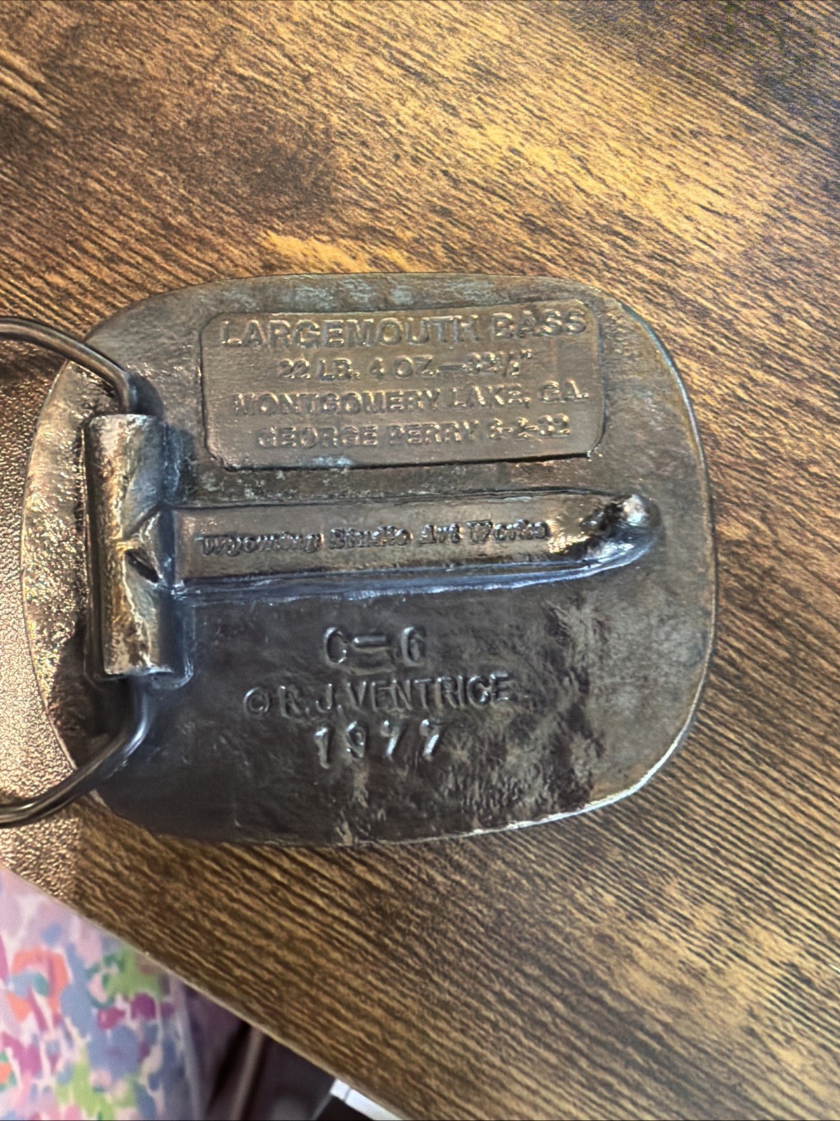 Vintage 1977 Large Mouth Bass 22Lb 4 oz Belt Buckle Wyoming Studio Art