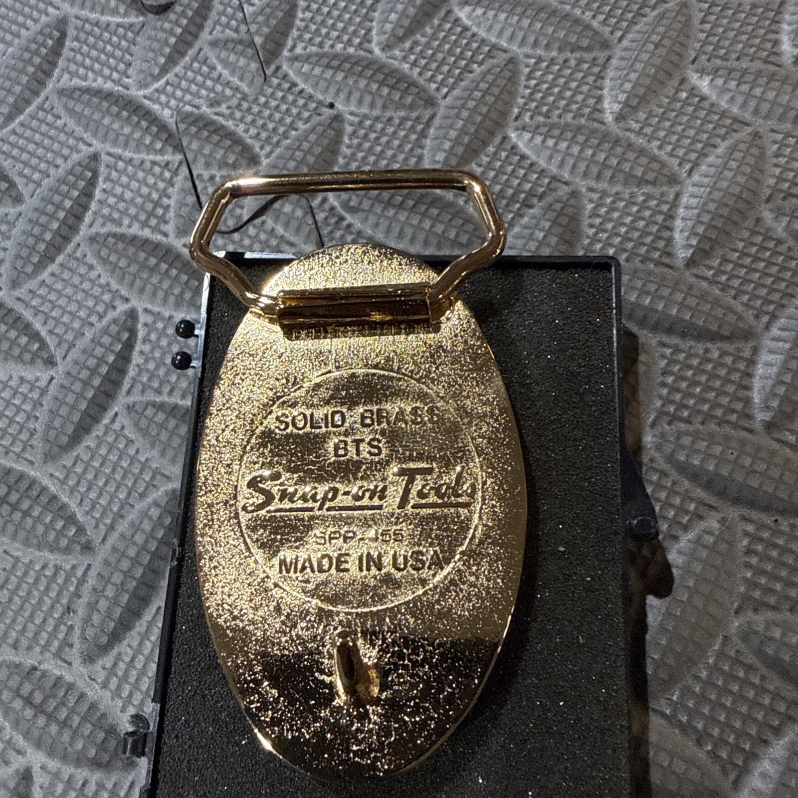 Vintage Snap On Tools Solid Brass Belt Buckle BTS SPP-455 Retro USA Gold