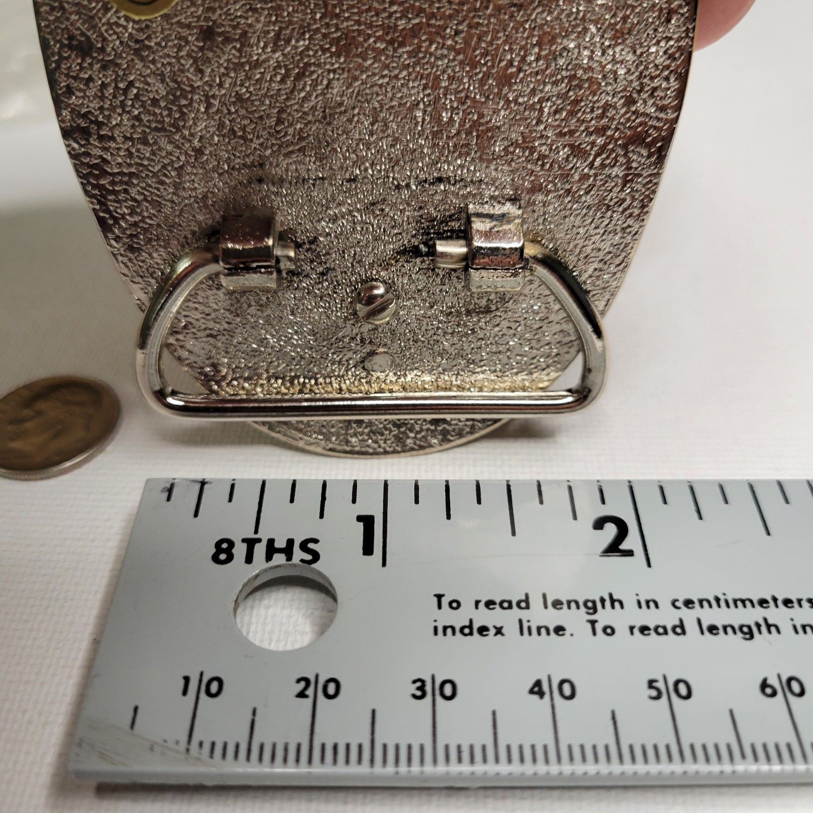 Vtg NOS Silver Dollar Coin Gem Stone Holder Bezel Belt Buckle Black Inlay Empty