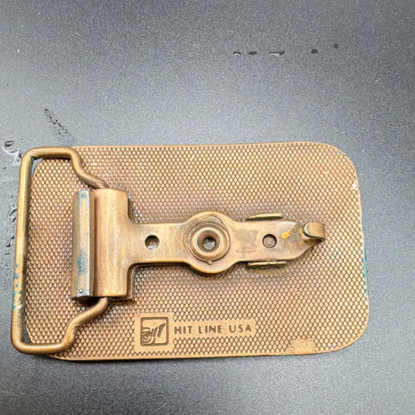McJunkin Bronze Industrial Metal Clamp Closure Rectangular Logo Belt Buckle