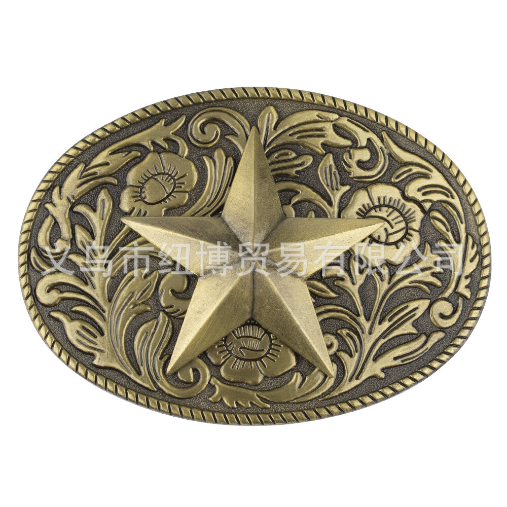 Five Pointed Star Belt Buckle Western Cowboy Motorcycle Riding Belt Buckle