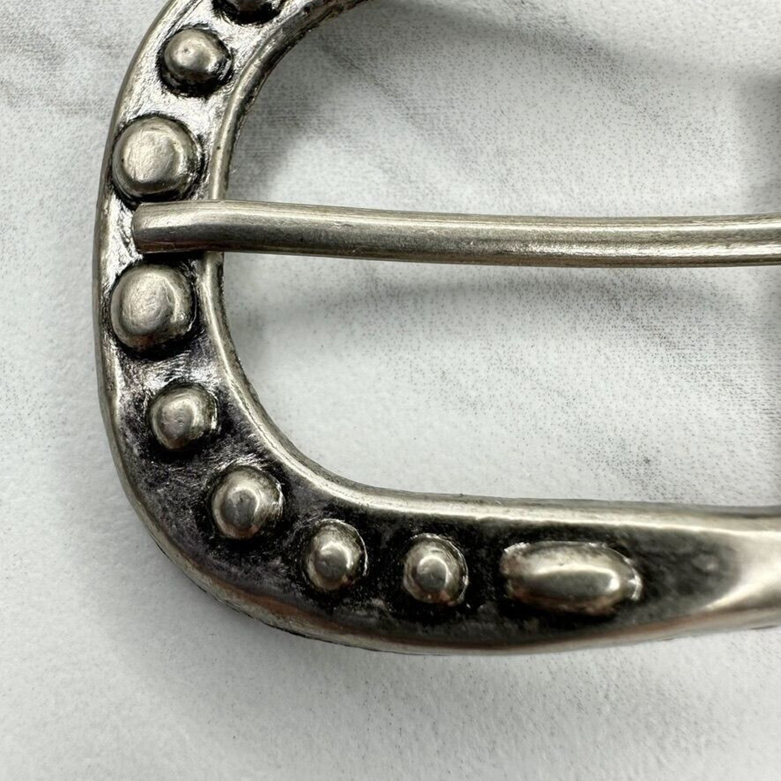 Studded Silver Tone Simple Basic Belt Buckle