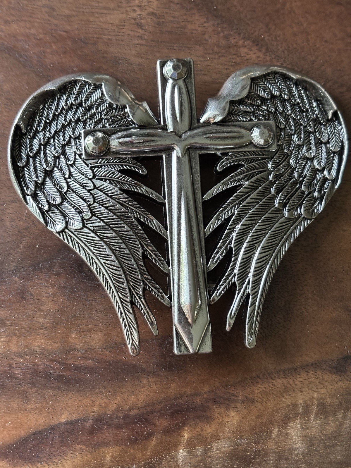 Western heart and Winged Cross Belt Buckle 3D