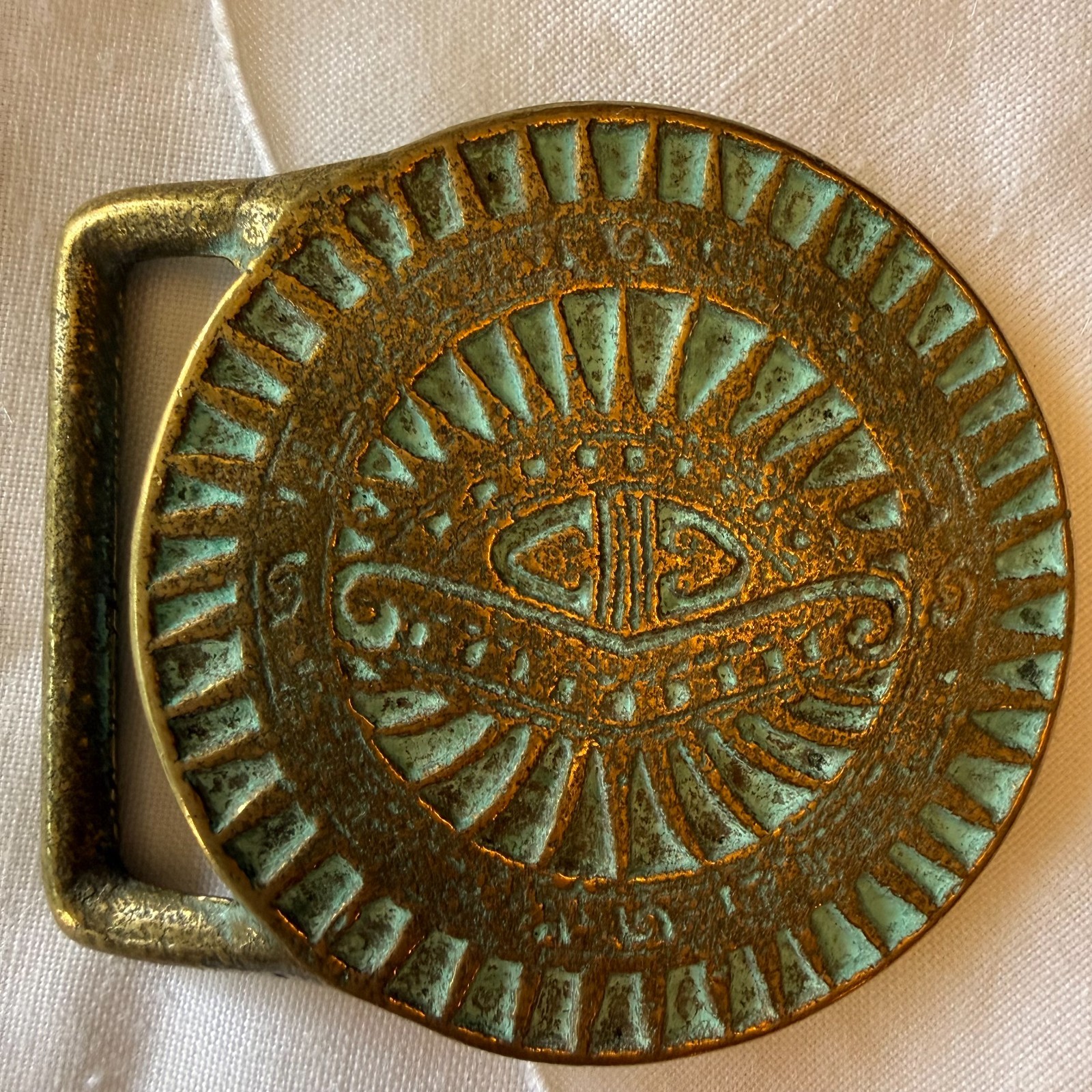 Trinity Hippie Egyptian Revival Style « Third Eye of God » Sold Brass Belt Buckle