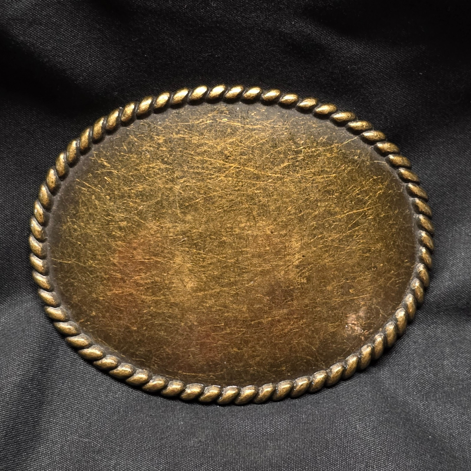 Oval Belt Buckle Blank Rope Edge Antique Bronze Finish QC11659 Western Craft