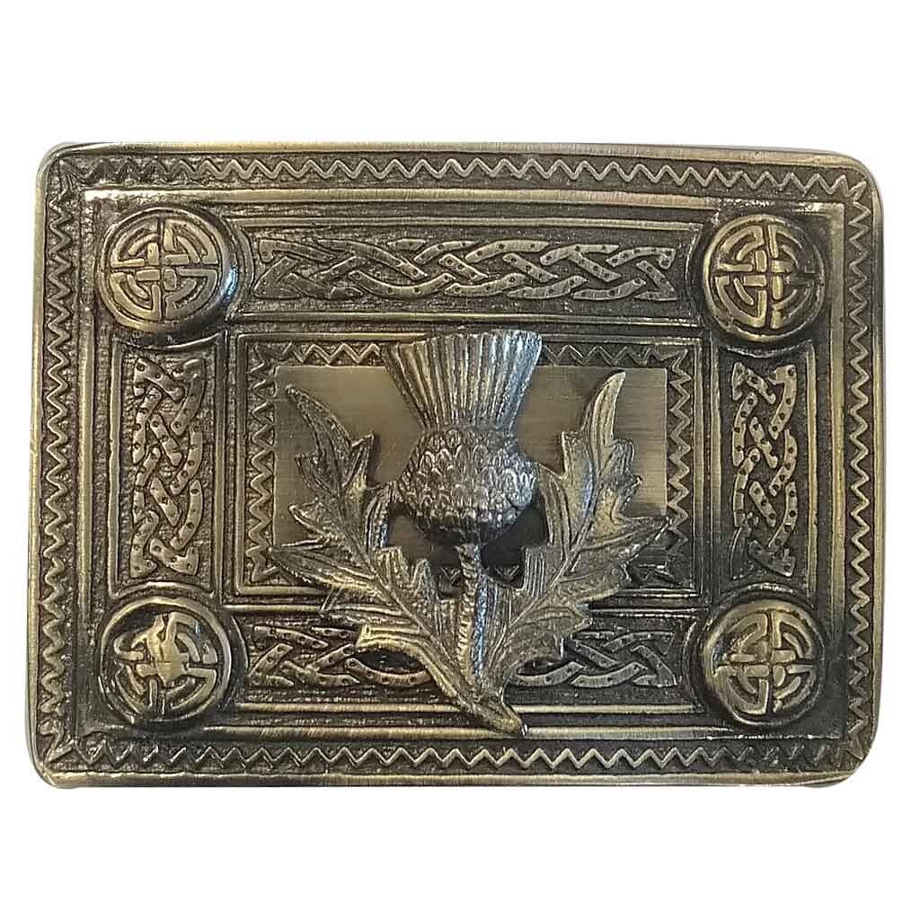 Thistle Knot Chrome Kilt Belt Buckle Antiqued Scottish Kilt Accessories