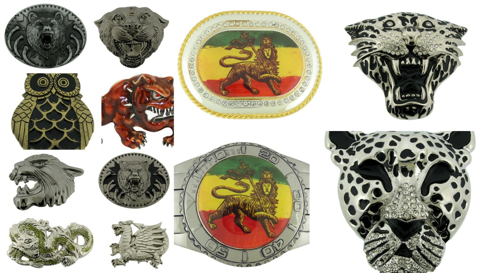 12 PC Animal Belt Buckle Tiger Snake Lion Judah Wholesale Lot Wolf Owl Dragon