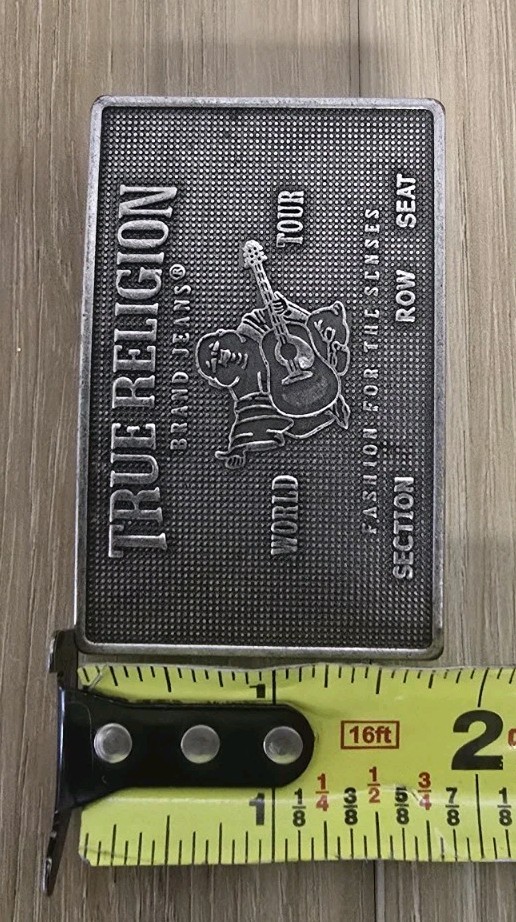 Vintage True Religion « World Tour » metal plaque belt buckle