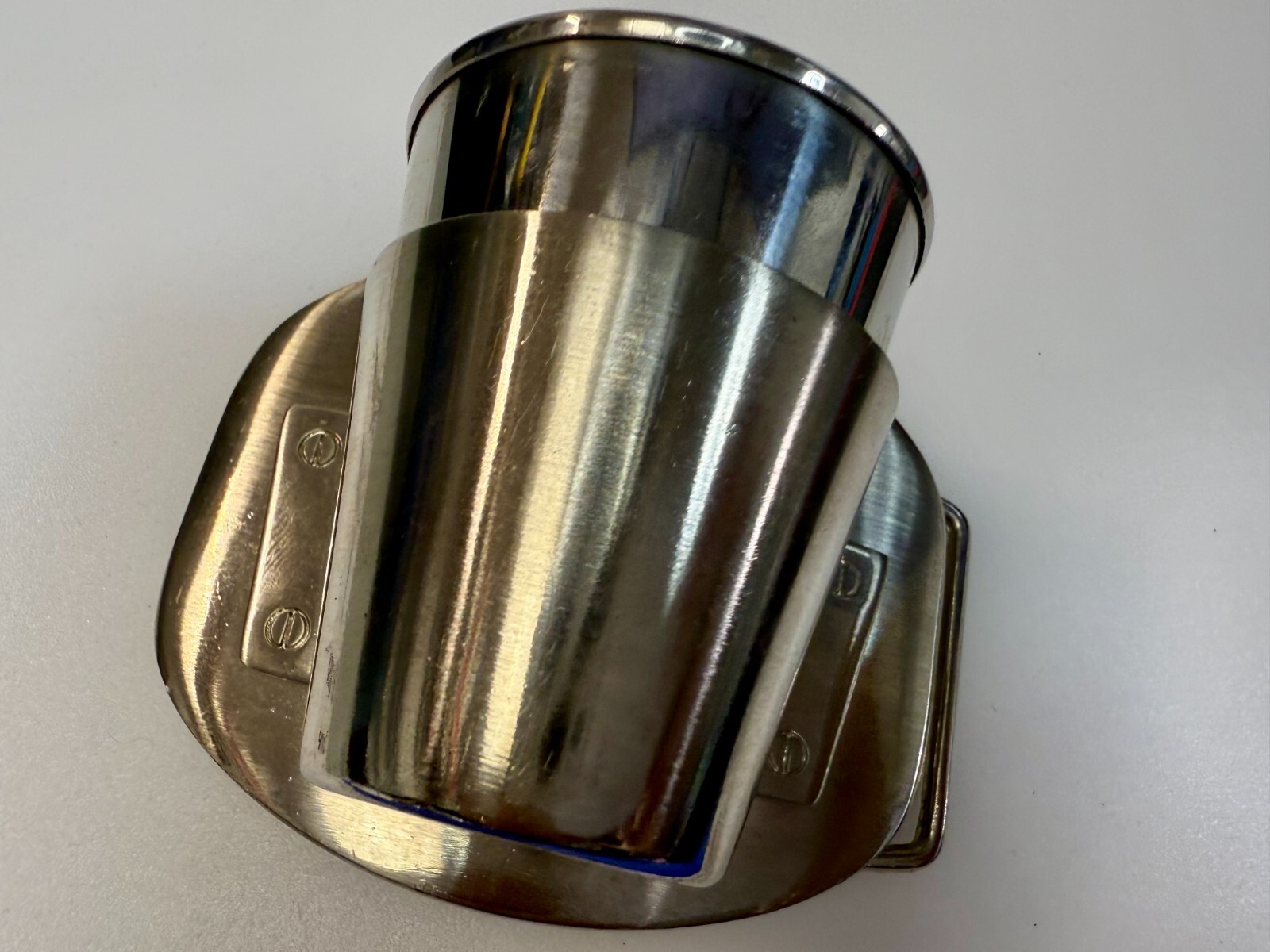 Shot Glass Cup and Holder Reflective Silver Color Perfect Bar Gag Belt Buckle
