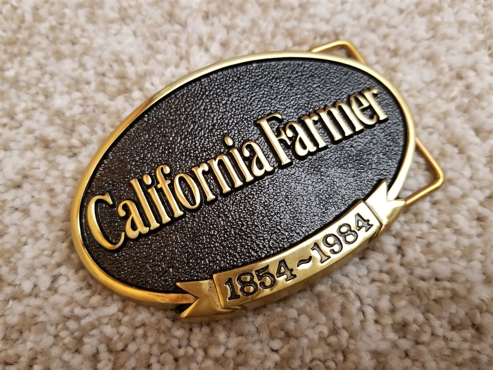 Vintage California Farmer Magazine Belt Buckle 130th Aniversary 1984 Brass Jadco