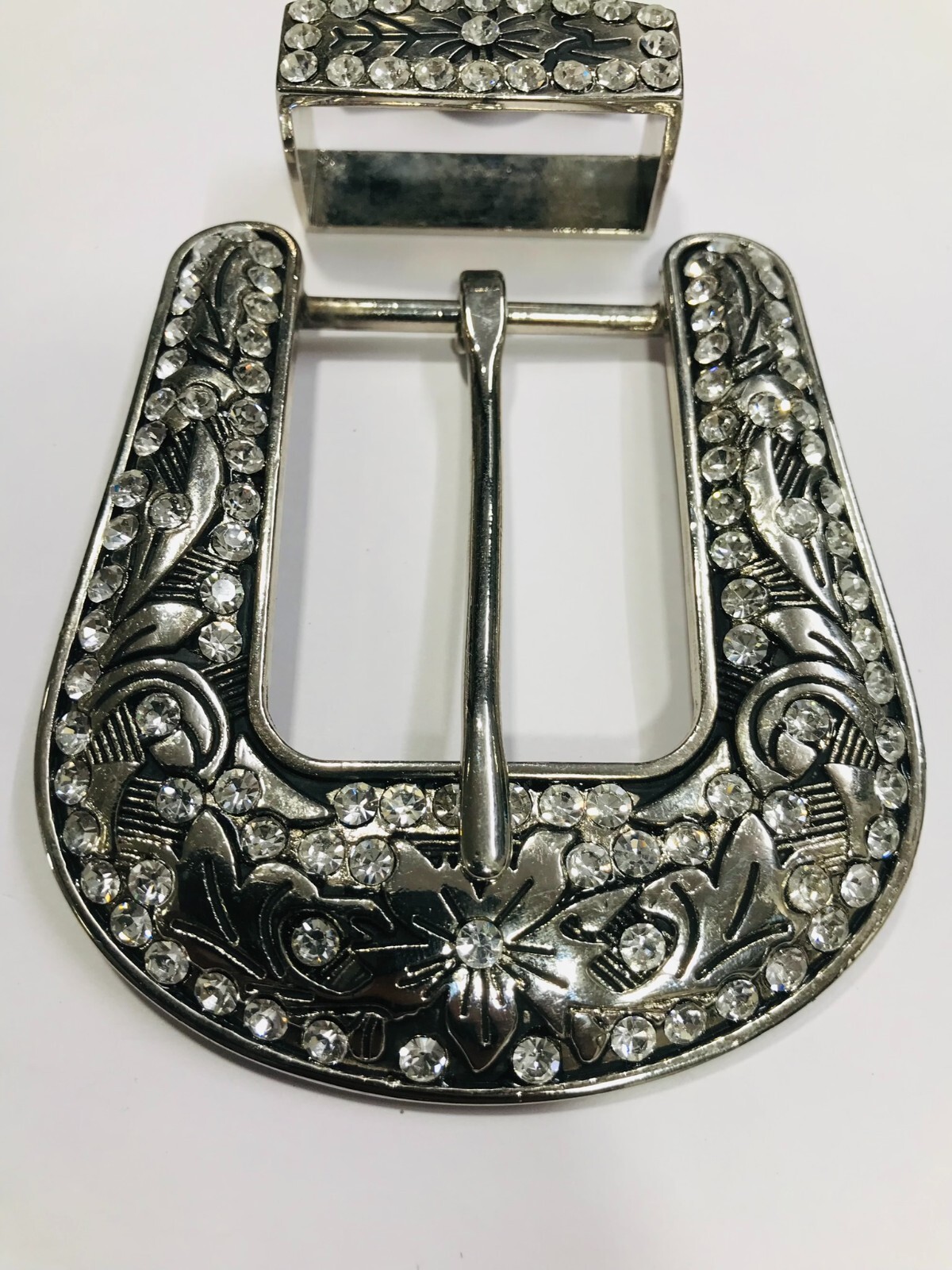 Western buckle 3 Piece Buckle Set rhinostone leather belt buckle cowgirl 40mm