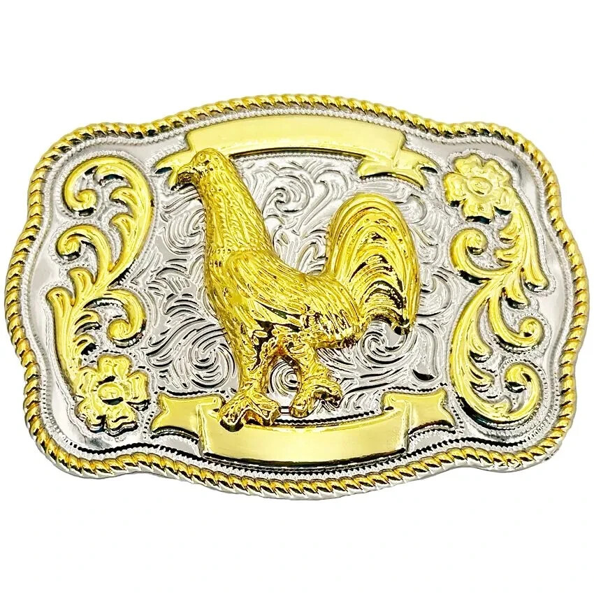 Oversize ROOSTER COCK in Belt Buckle Silver GOLD Western Cowboy Large