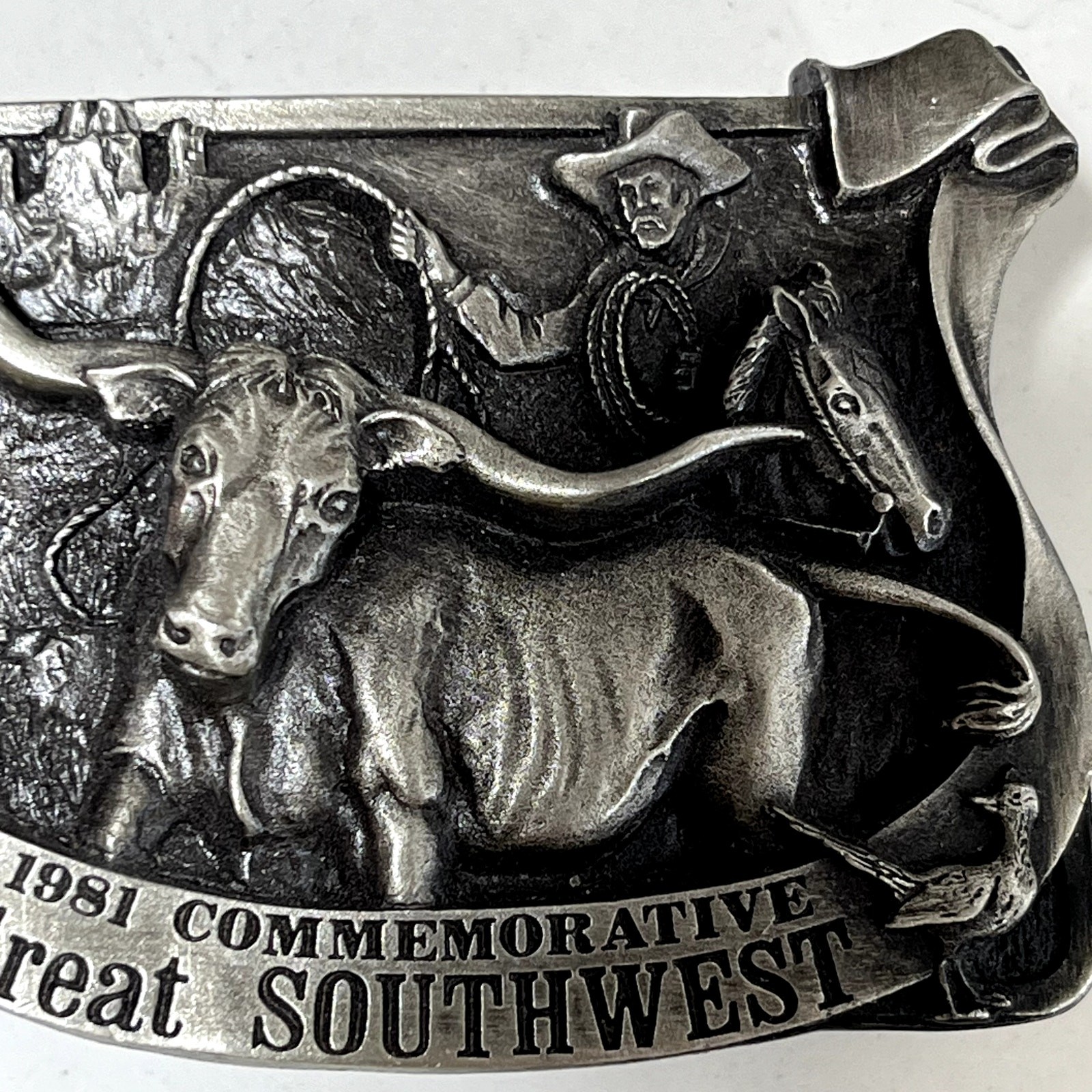 VTG Arroyo Grande Buckle Co Metal Commemorative Great Southwest Belt Buckle 2&Prime;