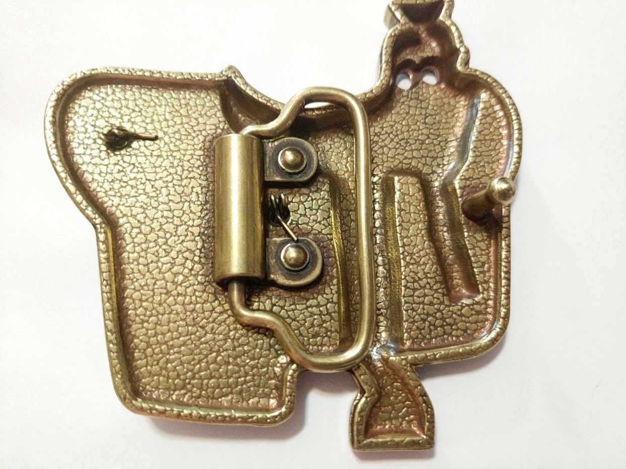 ✖ WESTERN Steer Saddle Cowboy Rodeo Style ✖ Belt Buckle Buck ✖ Gold / bronze USA