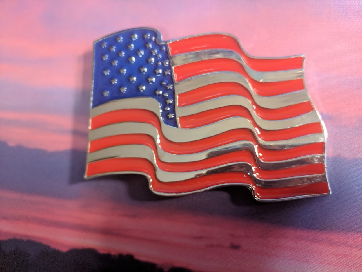 USA FLAG Waving Chrome highlights belt buckle military army navy marines AF