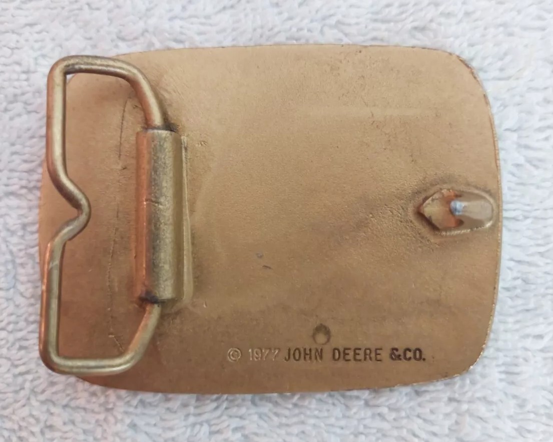 Vintage John Deere 4840 Row Crop Tractor Brass Metal Belt Buckle Moline Illinois