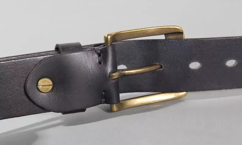 Vintage Luxury Handmade Leather Copper Buckle Man&rsquo;s Belt Cinturon Gotico Cowhide