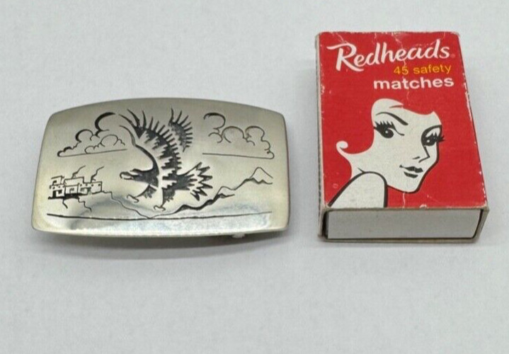 1950&rsquo;S EAGLE STERLING SILVER 38G HAND CRAFTED BELT BUCKLE ZUNI HOPI/NAVAJO? N473