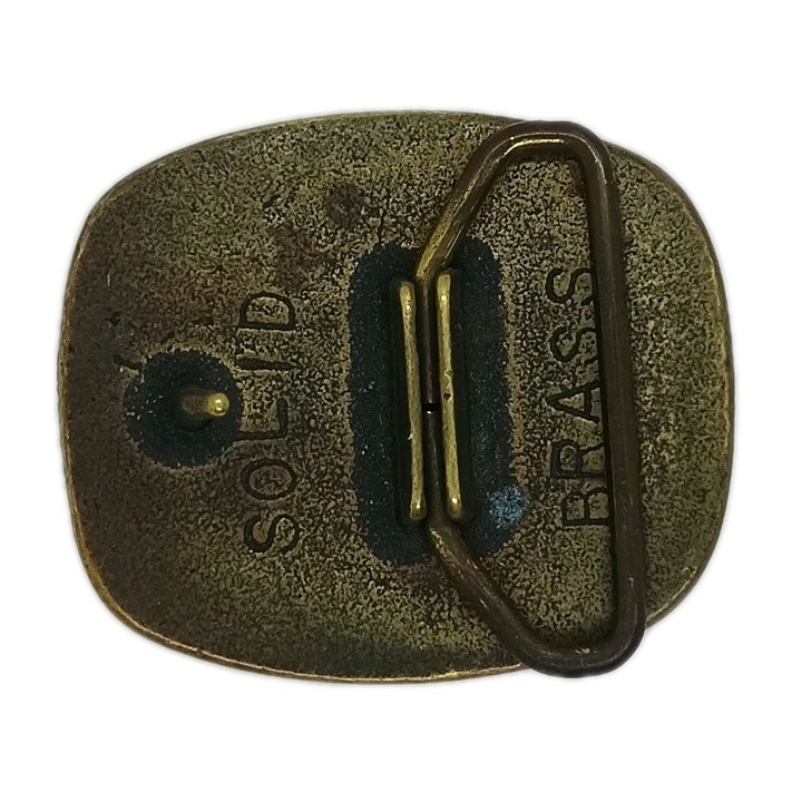 Buckle: Vintage Solid Brass With Wood Inlay.