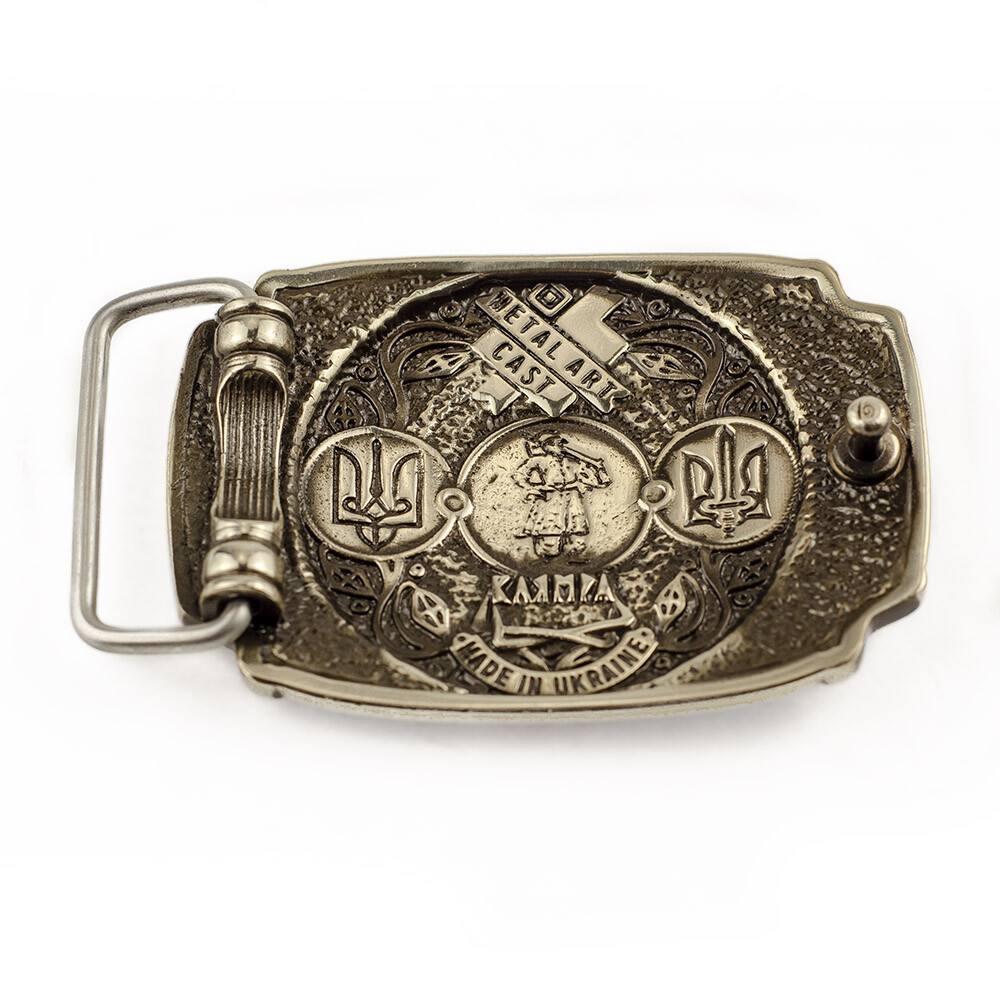German silver belt buckle Glory to Ukraine! , National Ukrainian trident buckle
