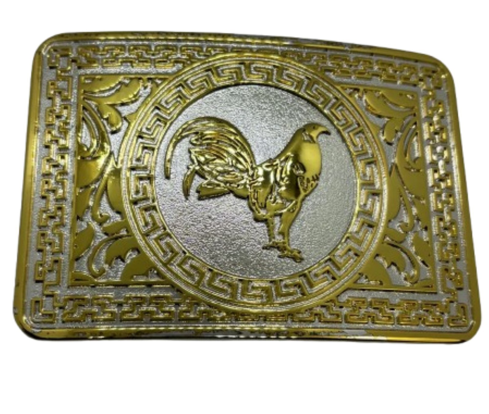 ROOSTER BELT BUCKLE 4.5&Prime; GOLD & SILVER METAL WESTERN FASHION NEW #EH13082