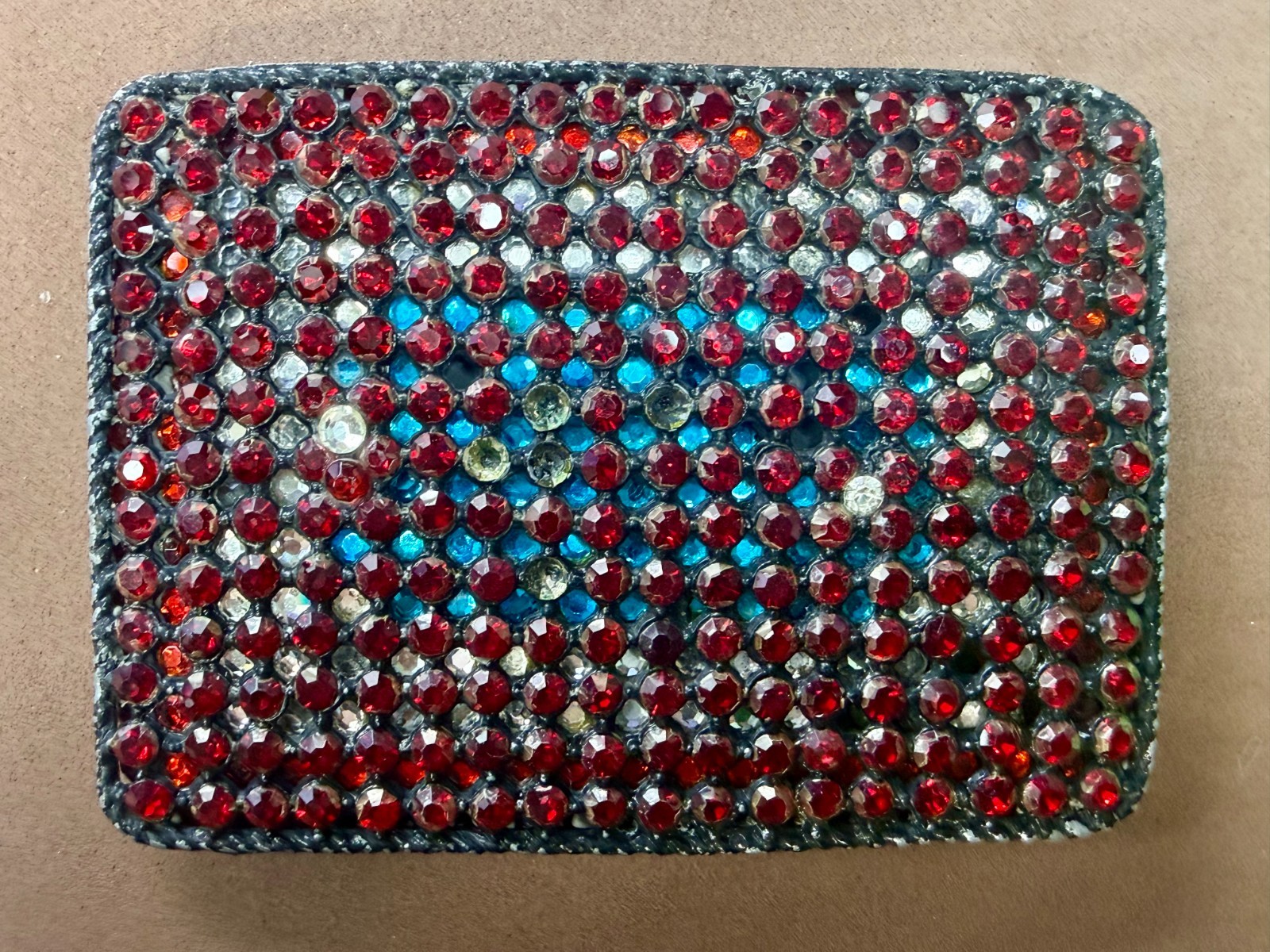 Sparkling Red Rhinestone Covered Vintage Women&rsquo;s Artisan Made Belt Buckle