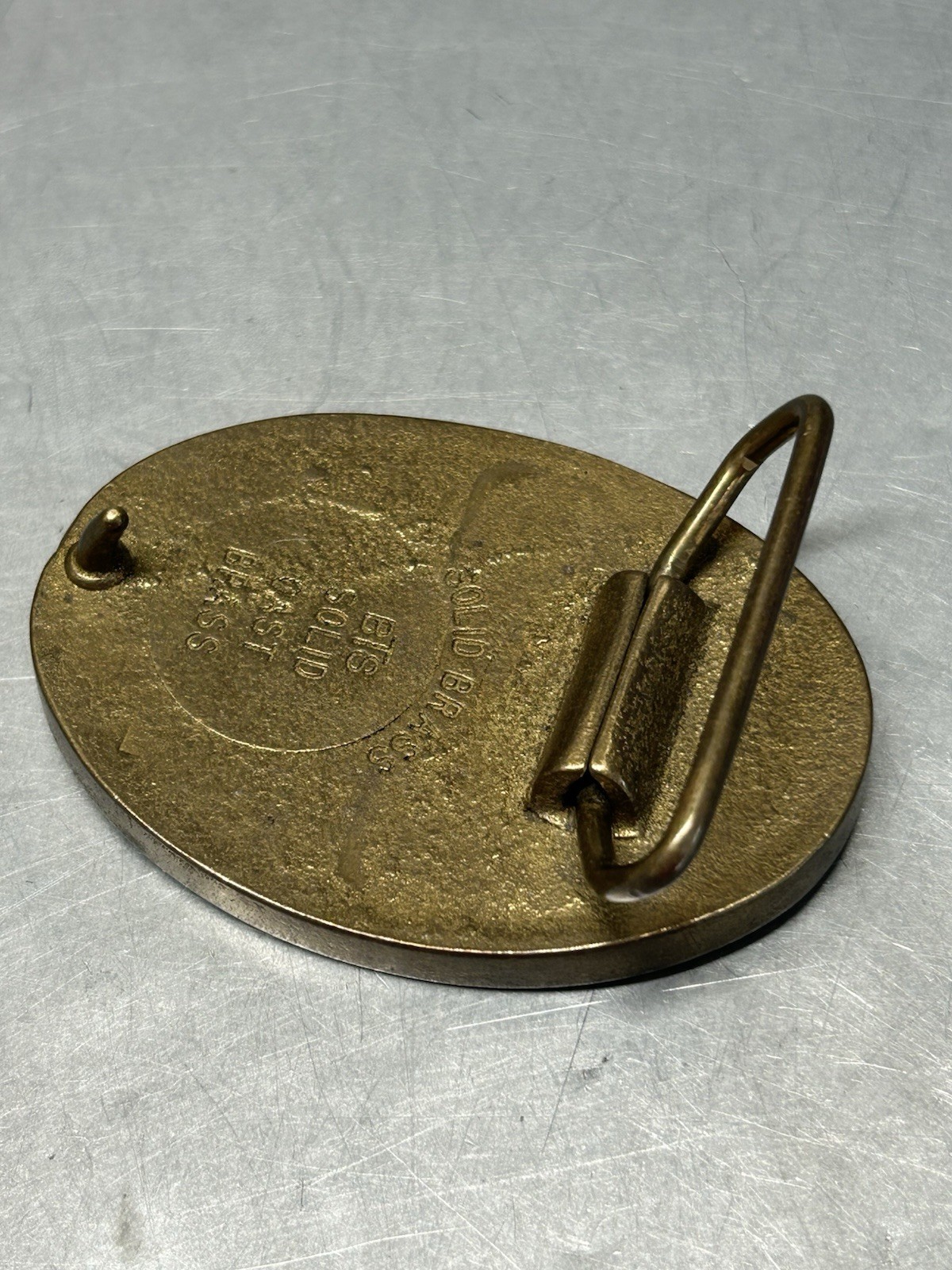 Leather Embossed Hand-Painted Flying Seagull Solid Brass Belt Buckle