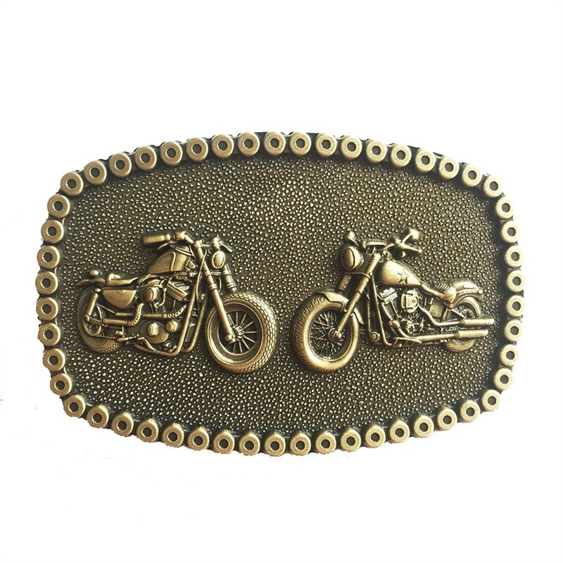 Antique Bronze Plated Heavy Metal Motorcycle Chain Biker Rider Belt Buckle