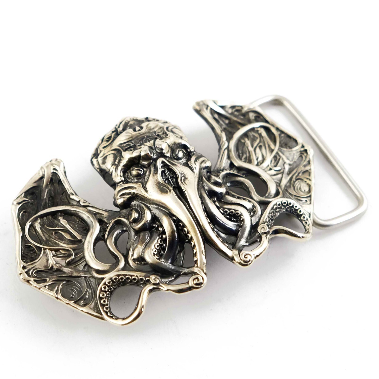 German silver belt buckle Cthulhu, Cthulhu Myths belt buckle, Skull buckle