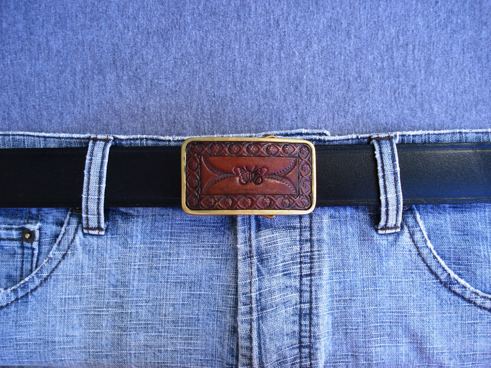 VTG Shambu Solid Brass Handmade Leather Belt Buckle