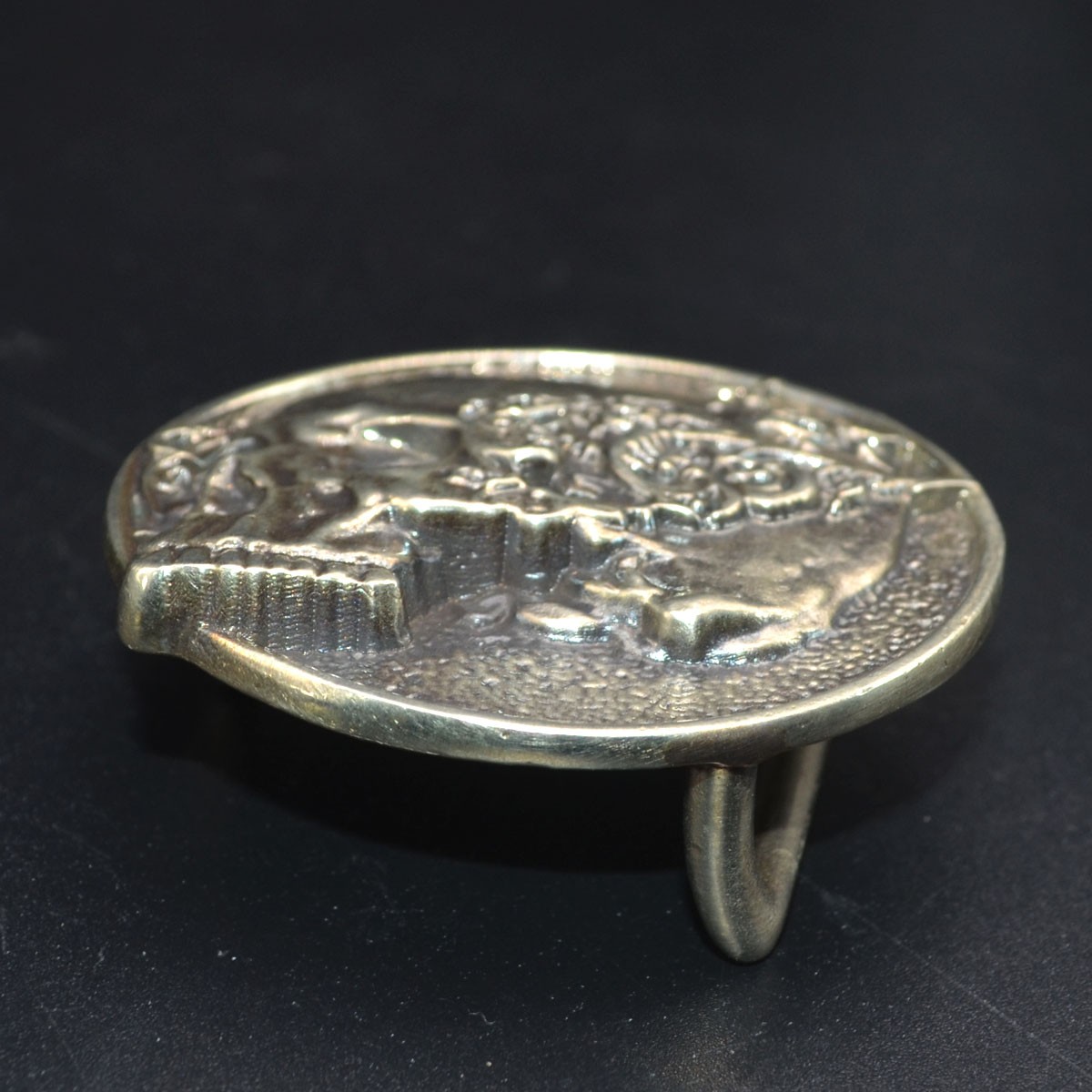 Solid White Copper Skull Round Belt Buckle (Belt Not Included) Men&rsquo;s Buckle