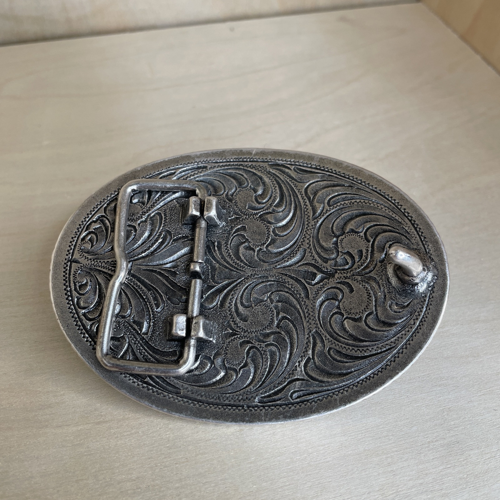 ANDWEST Belt Buckle MenEagle American Flag Roped Border Painted Antique Silver