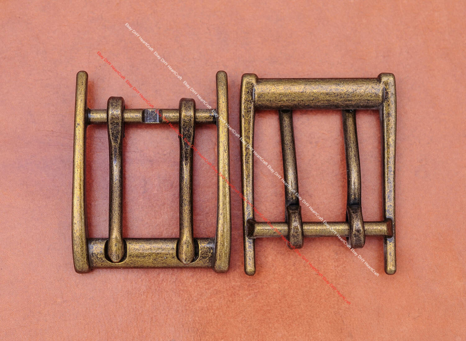 Sturdy Antique Brass Double Pin Prong Leathercraft Belt Buckle Fits 45mm Strap