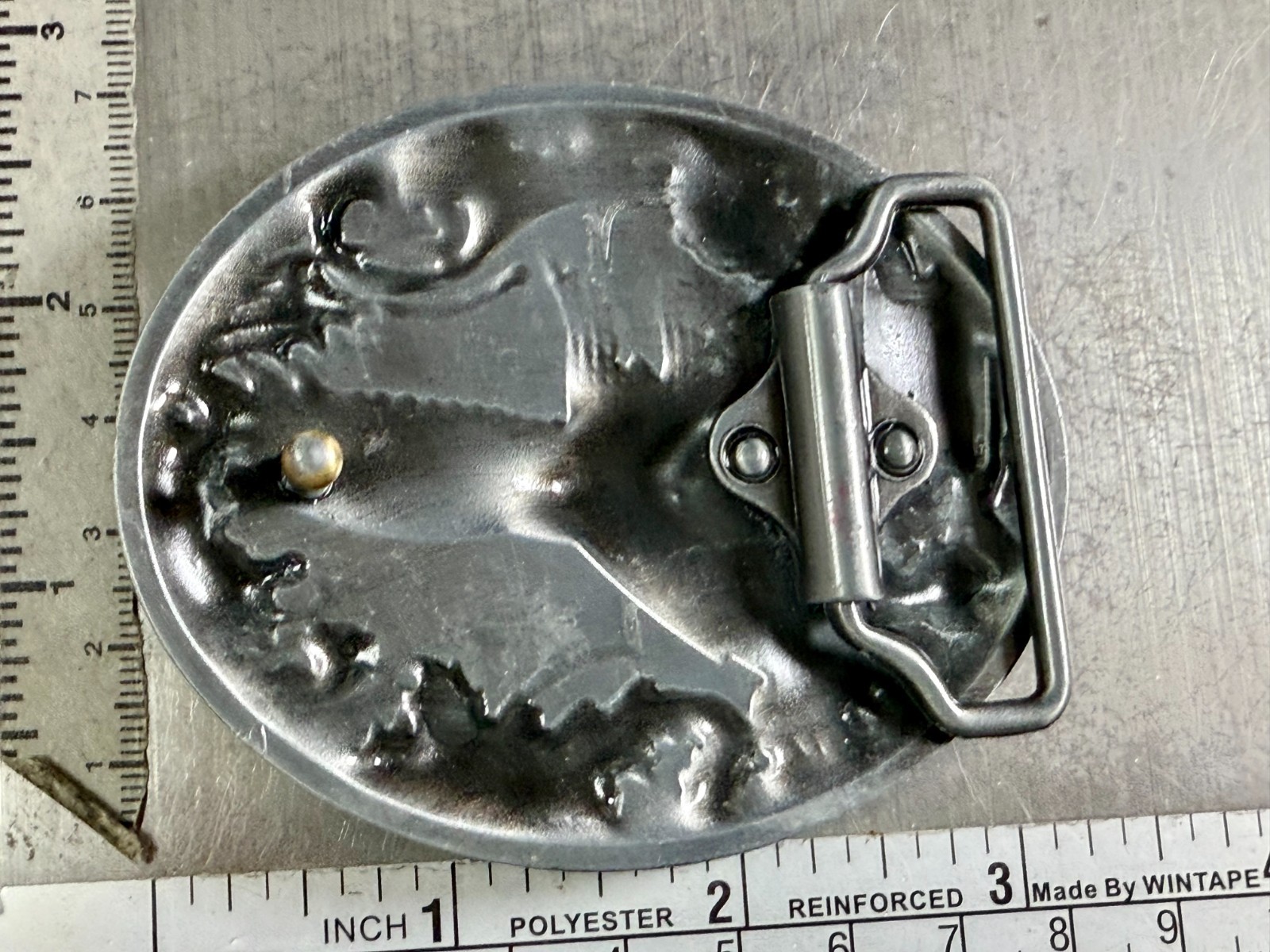 YELLOWSTONE National Park Moose Elk Wildlife Scene Silver Color Belt Buckle