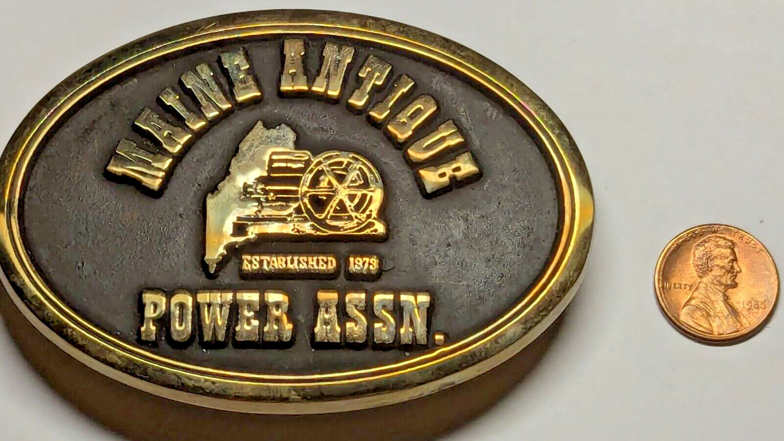 VINTAGE MAINE ANTIQUE POWER ASSN. BELT BUCKLE NORTHWEST BRASS WORKS