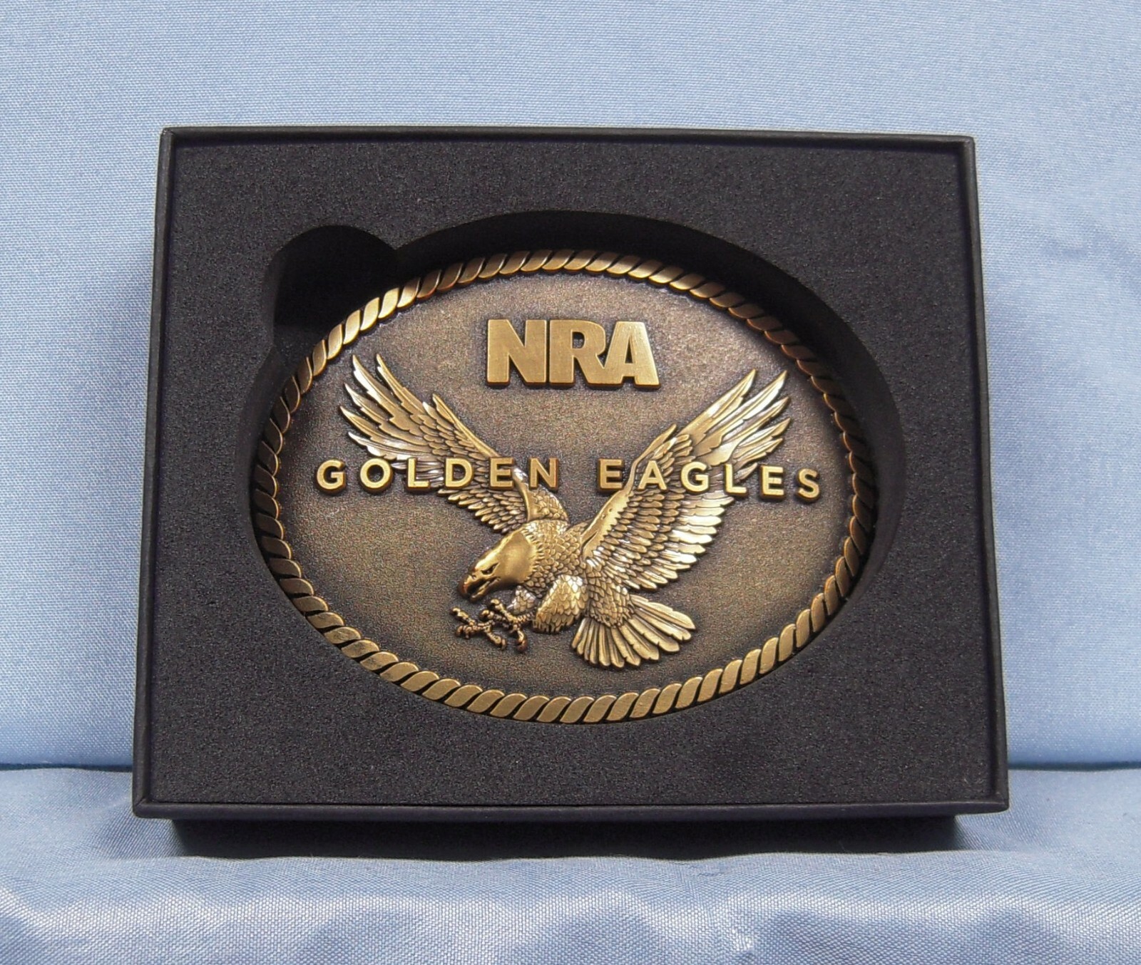 NRA National Rifle Association Golden Eagles Belt Buckle 2014 In Box