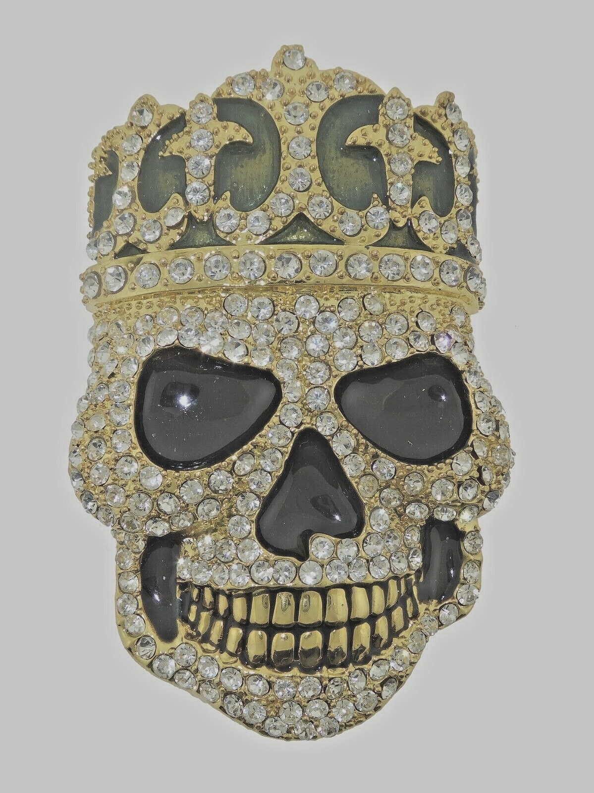 Skull Belt Buckle Gold Metal Pirate Sign Halloween Party Costume Men Bling Style