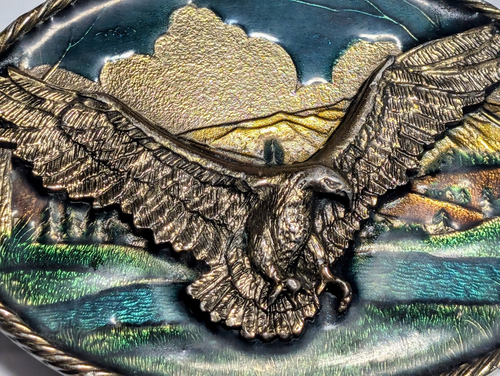 Great American Buckle Company Enameled Open Wing Flying Eagle Belt Buckle