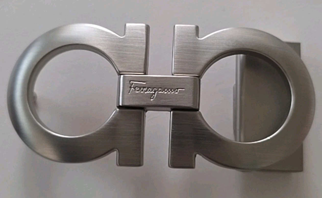 AUTH. SALVATORE FERRAGAMO SILVER GANCINI BELT BUCKLE FOR 1.3&Prime; WIDE BELT STRAP