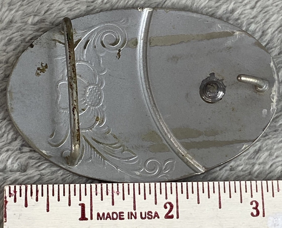 Vintage Horse Head Silver Tone 3-1/4 x 2-1/4 Oval Belt Buckle Fits 1.5 Inch Belt